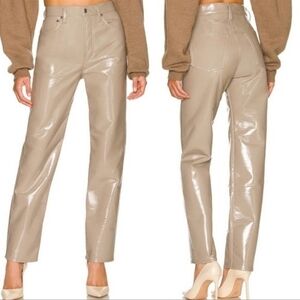 AGOLDE 90s Pinch Waist Patent Recycled Leather Pants in Quail Patent